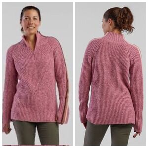 Krimson Klover Snowcat 1/4 Zip Merino Wool Alpaca Sweater Pink Womens Large